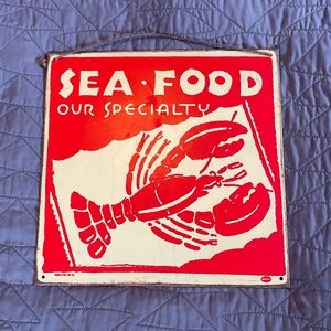 VINTAGE LOBSTER METAL SIGN